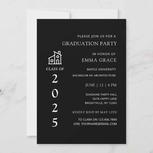 Invitation Partie de graduation en architecture architecte mi (Devant)