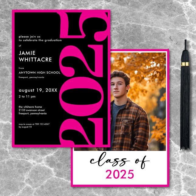 Invitation Partie de graduation minimale de la typographie ro (Modern Minimal Pink Typography Graduation Party Invitation)