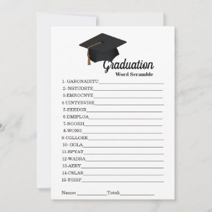 Invitation Partie de graduation minimaliste jeu de mots