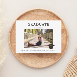 Invitation Partie de graduation photo budgétaire noir et blan