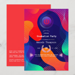 Invitation Partie de graduation virtuelle géométrique