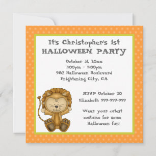 Invitation Partie de Halloween de lion de bébé première