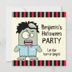 Invitation Partie de Halloween de zombi de bande dessinée