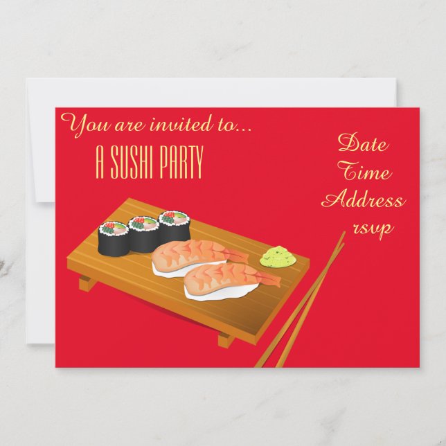 Invitation Partie de Japonais de partie de sushi (Devant)