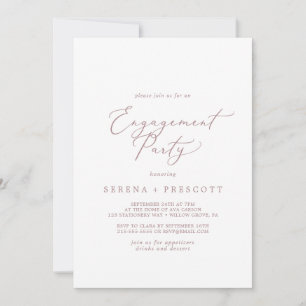 Invitation Partie de l'engagement de la calligraphie or Rose 
