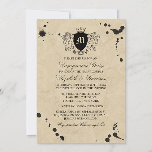 Invitation Partie de l'engagement de la ceinture de monogramm (Devant)