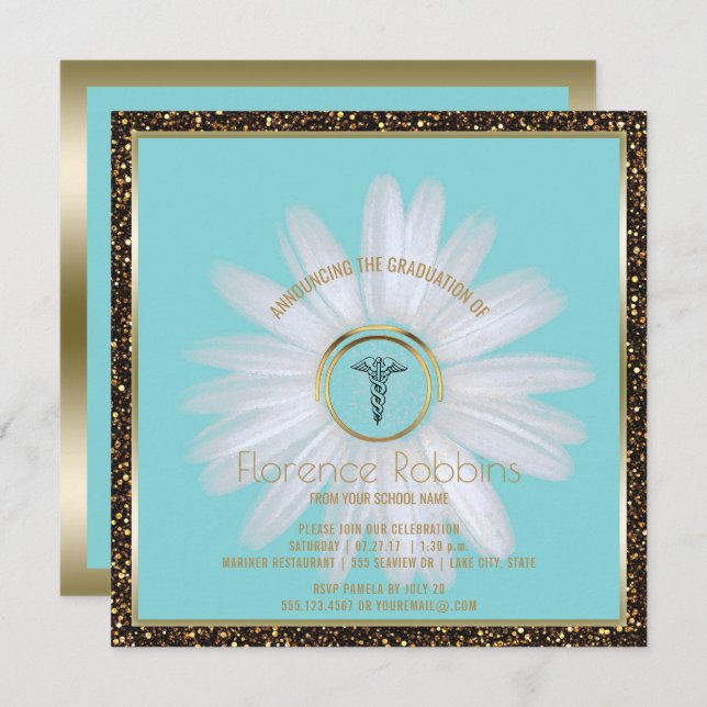 Invitation Partie de l'infirmière de la RN | Cérémonie Daisy  (Devant / Derrière)