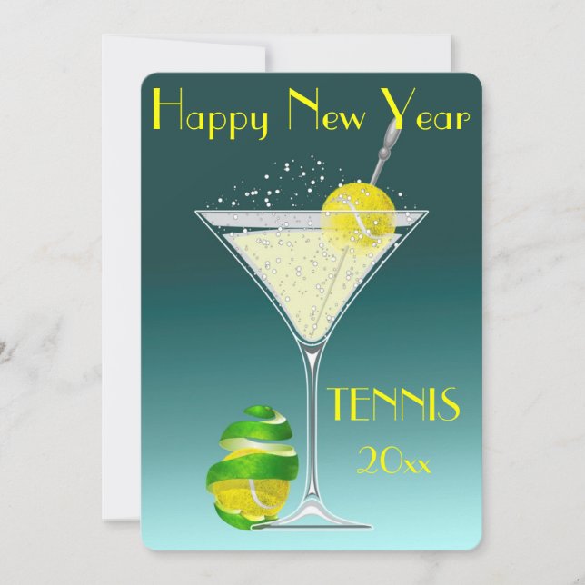 Invitation Partie de nouvelle année de Martini de tennis (Devant)