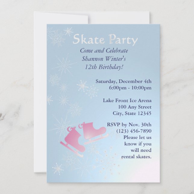 Invitation Partie de patinage sur glace (Devant)
