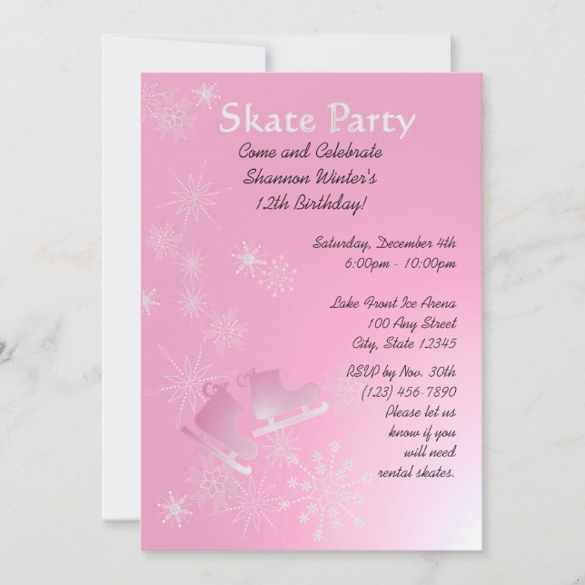 Invitation Partie de patinage sur glace (Devant)