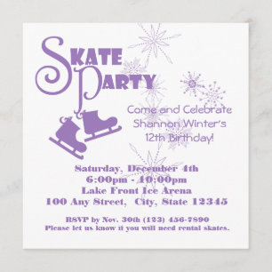 Invitation Partie de patinage sur glace violet