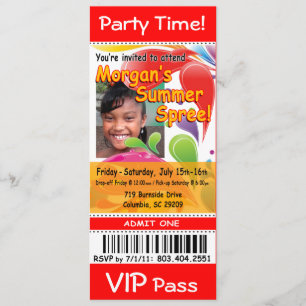 Invitation Partie de photo de billet de la fête VIP de l'été