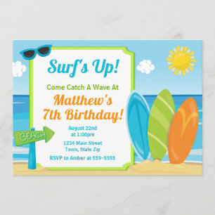 Invitation Partie de plage de surf d'invitation
