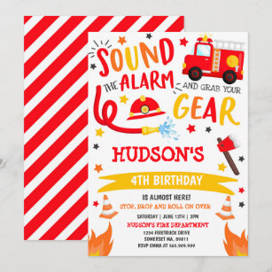 Invitations Faire Part Cartes Anniversaire Pompier Zazzle Ca