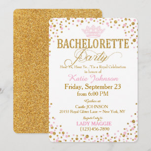 Invitation Partie de princesse Gold Glitter Sprinkle