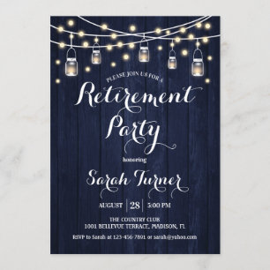 Invitation Partie de retraite - bois rustique de marine