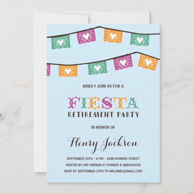 Invitation Partie de retraite de la fiesta | d'amusement (Devant)