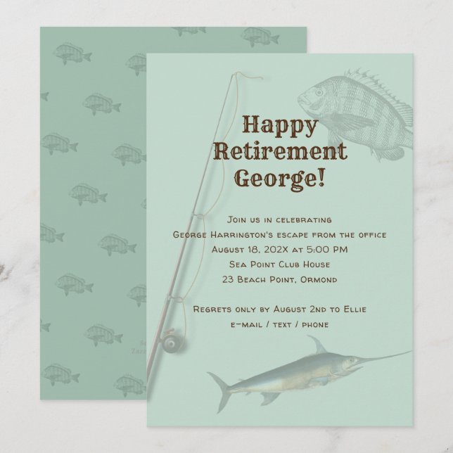 Invitation Partie de retraite de pêche Rod n Reel (Devant / Derrière)