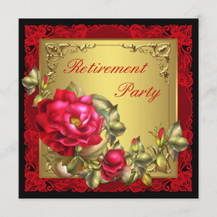 Invitation Partie de retraite d'or de la femme noire de rose