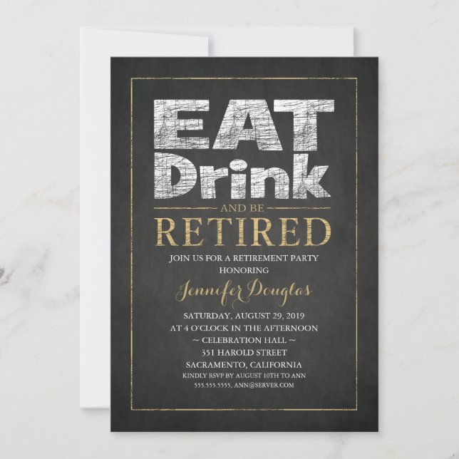 Invitation Partie de retraite féminine d'effet d'or de (Devant)