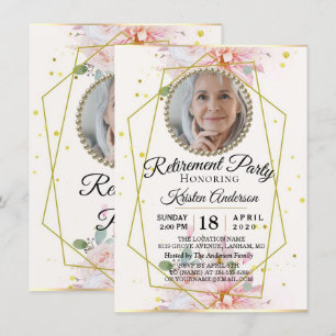Invitation Partie de retraite florale de cadre géométrique