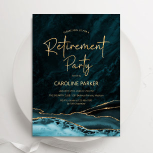 Invitation Partie de retraite turquoise Gold Agate