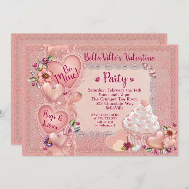 Invitation Partie de Saint-Valentin d'amoureux (Devant / Derrière)