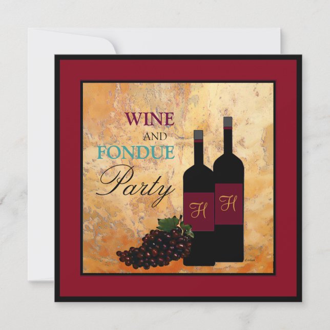 Invitation Partie de vin et de fondue (Devant)