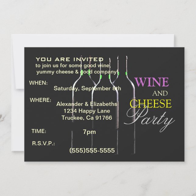 Invitation Partie de vin et de fromage (Devant)