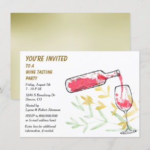 Invitation Partie d'échantillon de vin de bouteille et en