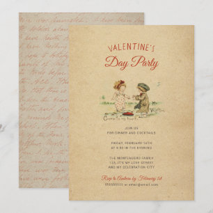 Invitation Partie démodée de Saint-Valentin vintage mignonne