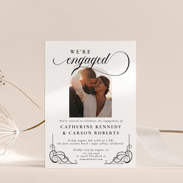 Invitation Partie d'engagement à la calligraphie de script bl (Créateur téléchargé)