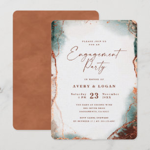 Invitation Partie d'engagement Abstraite Ethérée Terra Cotta