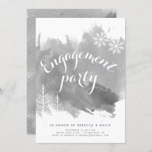 Invitation Partie d'engagement abstraite moderne en gris aqua