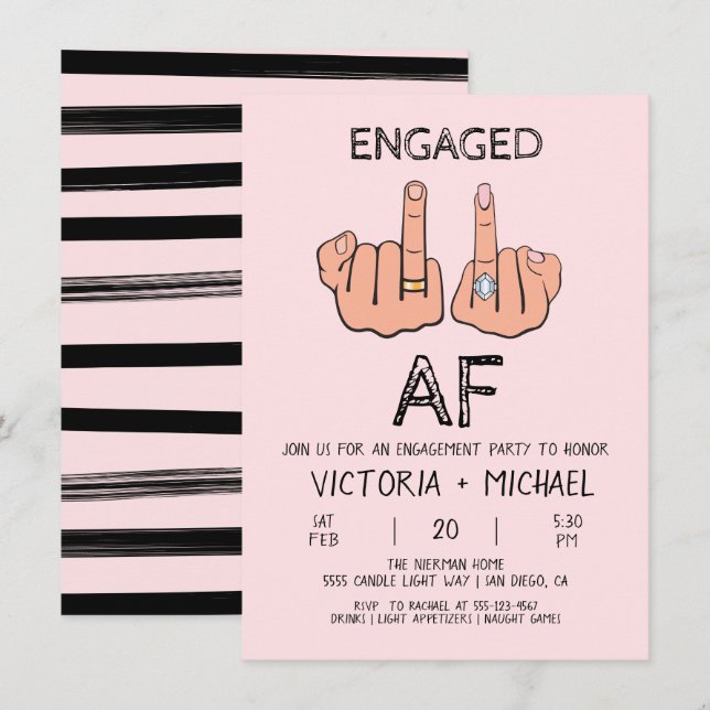 Invitation Partie d'engagement amusante AF engagée (Devant / Derrière)