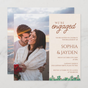 Invitation Partie d'engagement BOHO Cactus Terracotta Fall Bu