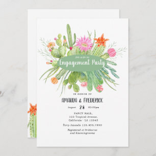Invitation Partie d'engagement Cactus aquarelle