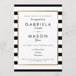Invitation Partie d'engagement classique en bande  Faux Gold 