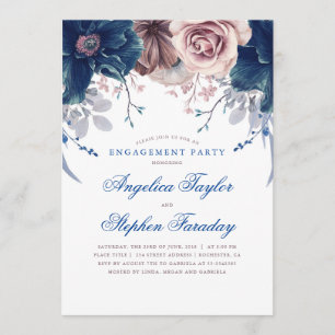 Invitation Partie d'engagement de la marine Blue and Mauve Fl