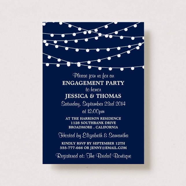 Invitation Partie d'engagement de la Marine Blue Modern Strin (Créateur téléchargé)