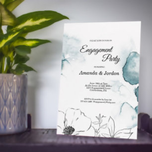 Invitation Partie d'engagement de l'aquarelle turquoise