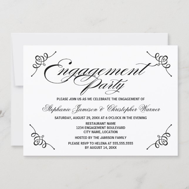 Invitation Partie d'engagement de l'élégance de la calligraph (Devant)