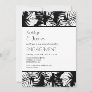 Invitation Partie d'engagement de palme tropicale noire et bl