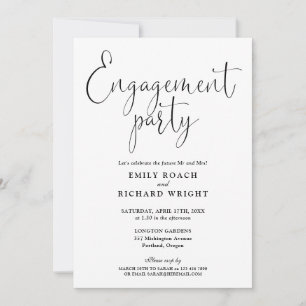 Invitation Partie d'engagement de script noir et blanc