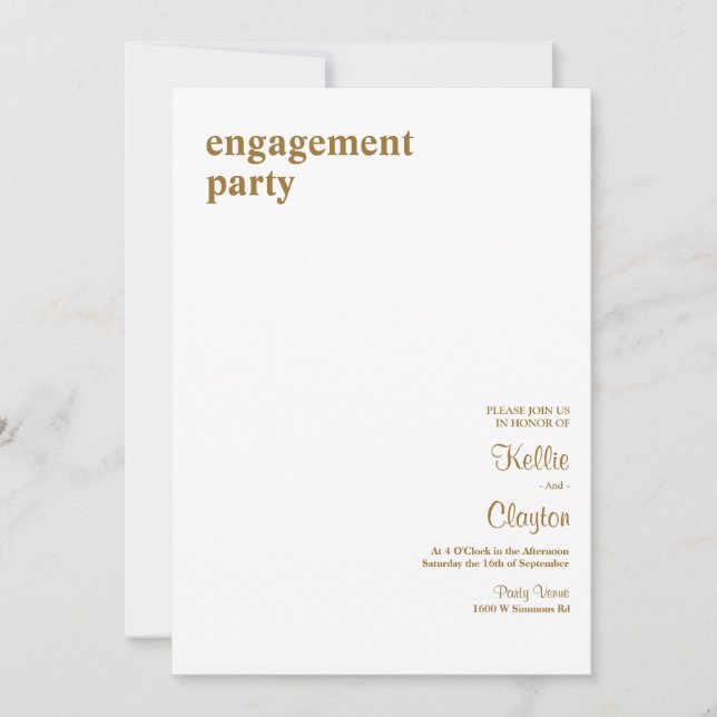 Invitation Partie d'engagement de type moderne simple (Devant)