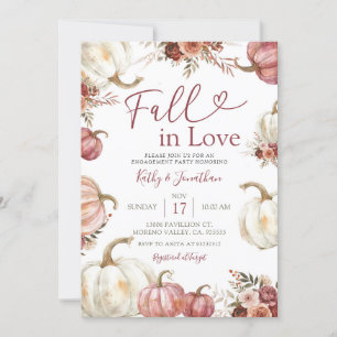 Invitation Partie d'engagement des Citrouilles floraux automn