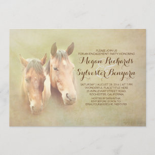 Invitation partie d'engagement du couple de chevaux de campag