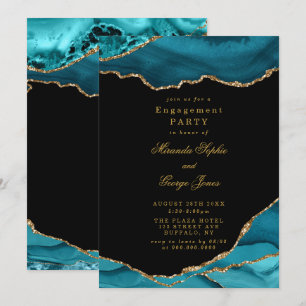 Invitation Partie d'engagement en pierre d'âge moderne Turquo