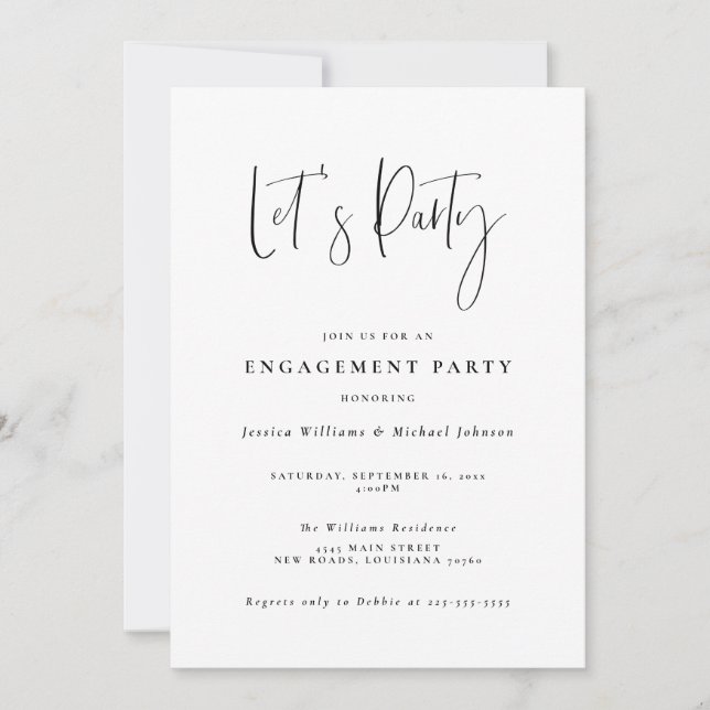 Invitation Partie d'engagement en typographie minimale (Devant)