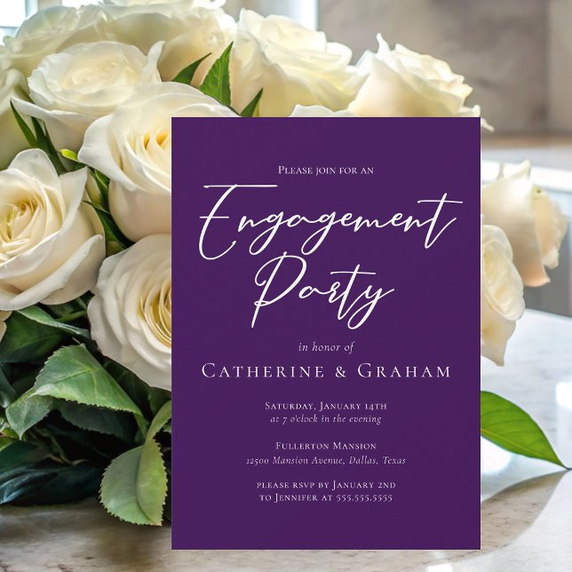 Invitation Partie d'engagement en typographie violette royale (Créateur téléchargé)